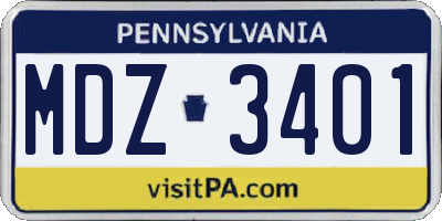 PA license plate MDZ3401