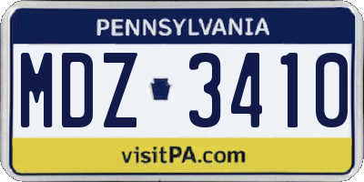 PA license plate MDZ3410