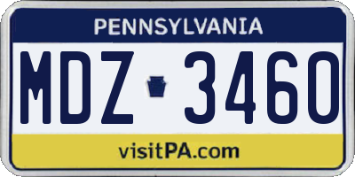 PA license plate MDZ3460