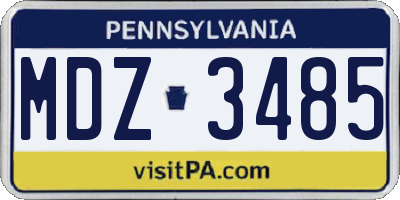 PA license plate MDZ3485