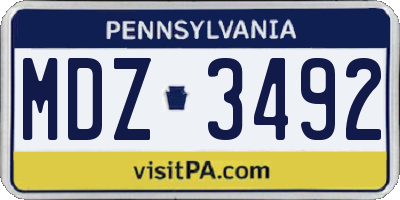 PA license plate MDZ3492