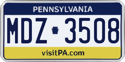 PA license plate MDZ3508