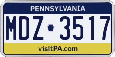PA license plate MDZ3517