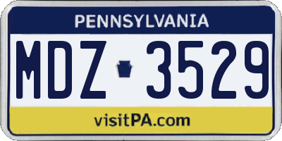 PA license plate MDZ3529