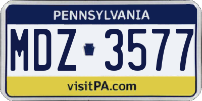 PA license plate MDZ3577