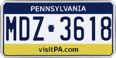 PA license plate MDZ3618