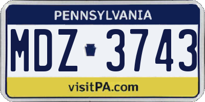 PA license plate MDZ3743