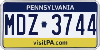 PA license plate MDZ3744