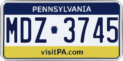 PA license plate MDZ3745