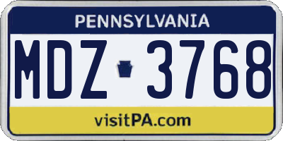 PA license plate MDZ3768