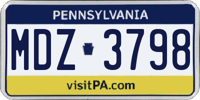 PA license plate MDZ3798