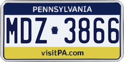 PA license plate MDZ3866