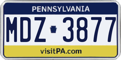 PA license plate MDZ3877