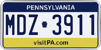 PA license plate MDZ3911