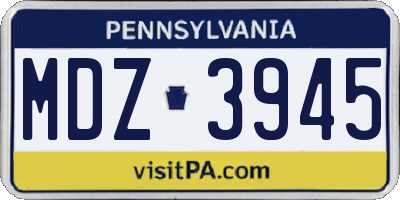PA license plate MDZ3945