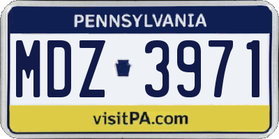 PA license plate MDZ3971
