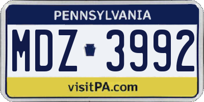 PA license plate MDZ3992