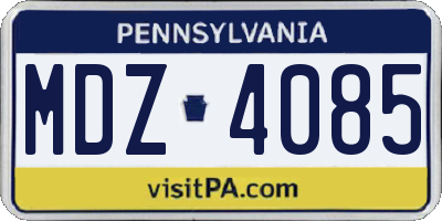 PA license plate MDZ4085
