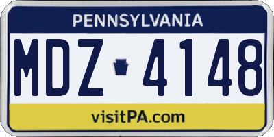 PA license plate MDZ4148