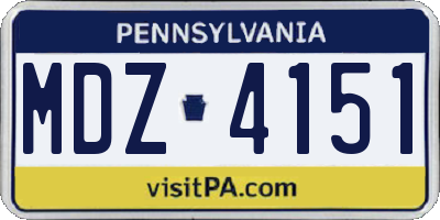 PA license plate MDZ4151