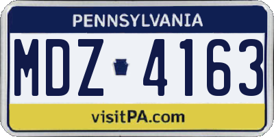 PA license plate MDZ4163
