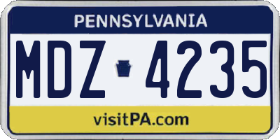 PA license plate MDZ4235