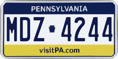 PA license plate MDZ4244