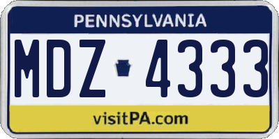PA license plate MDZ4333