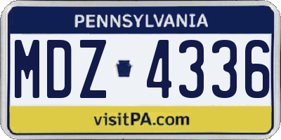 PA license plate MDZ4336