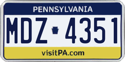 PA license plate MDZ4351