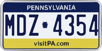 PA license plate MDZ4354