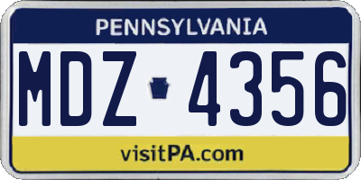 PA license plate MDZ4356