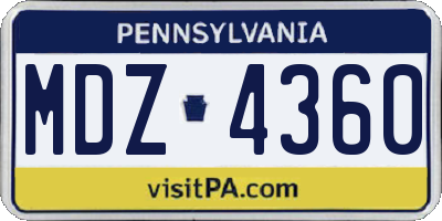 PA license plate MDZ4360