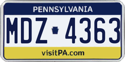PA license plate MDZ4363