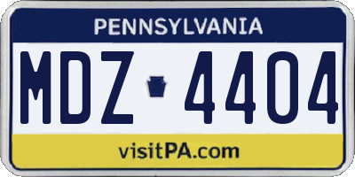 PA license plate MDZ4404