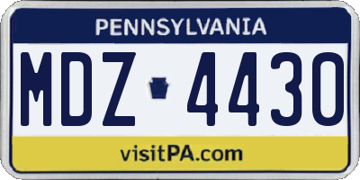 PA license plate MDZ4430