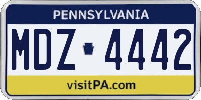 PA license plate MDZ4442