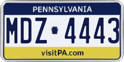 PA license plate MDZ4443