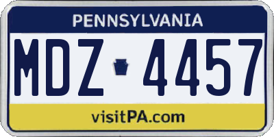 PA license plate MDZ4457