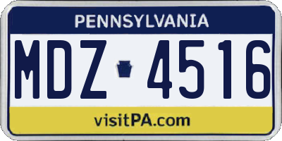 PA license plate MDZ4516