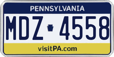 PA license plate MDZ4558