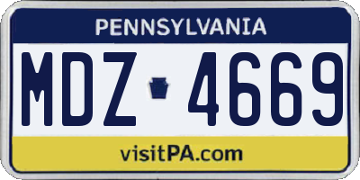PA license plate MDZ4669