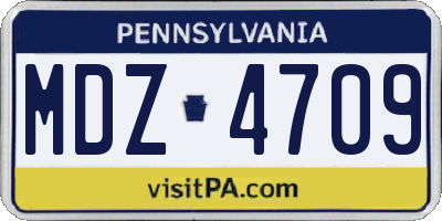 PA license plate MDZ4709