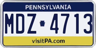 PA license plate MDZ4713