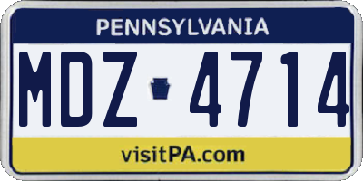PA license plate MDZ4714