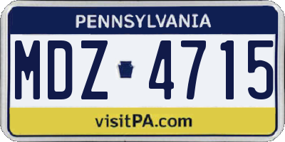 PA license plate MDZ4715