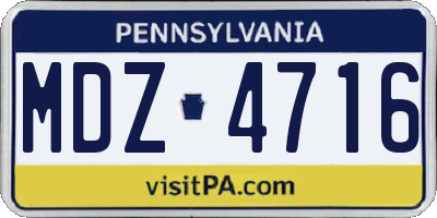 PA license plate MDZ4716