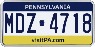 PA license plate MDZ4718