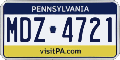 PA license plate MDZ4721