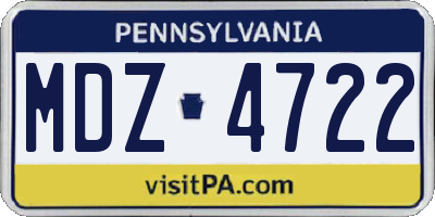 PA license plate MDZ4722